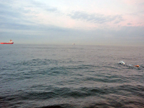 Adriano Passini from Brazil swimming the English Channel, August 2013